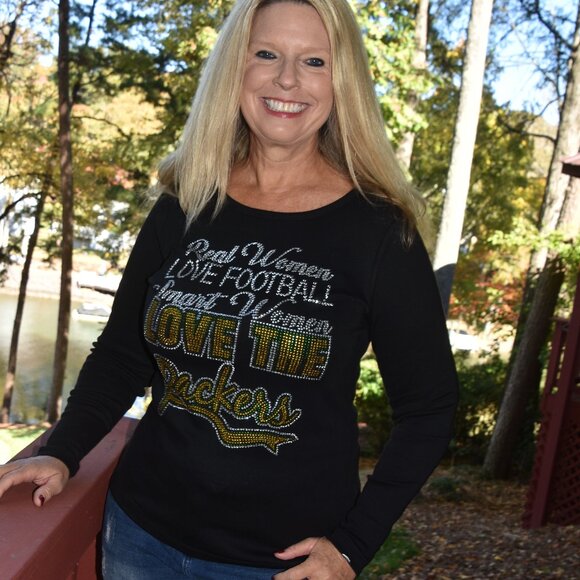 Packers   Real Women Love Football rhinestone bling long sleeve shirt XS S… - Picture 8 of 8